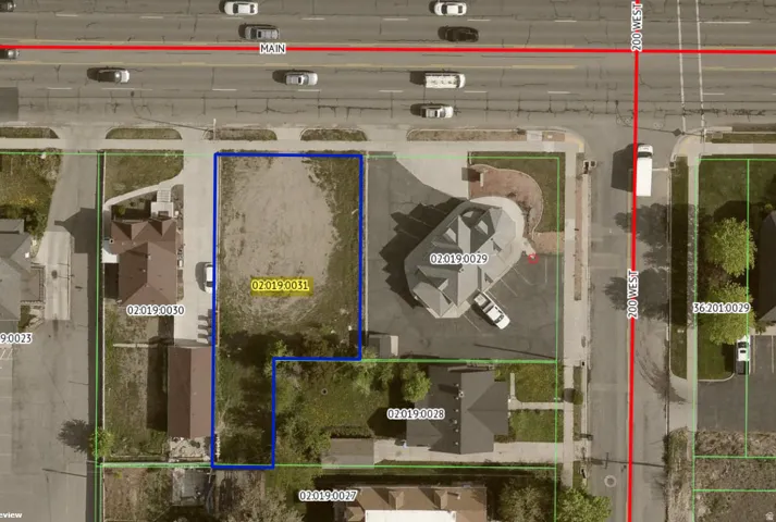 Aerial view of property's location featuring property boundaries highlighted