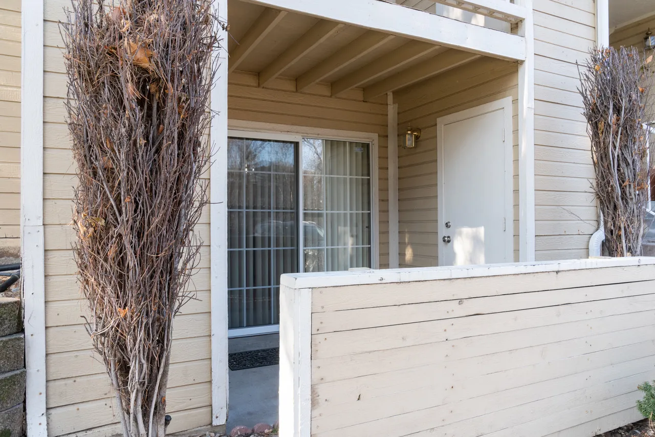 Entertain in the private patio space that also has storage.