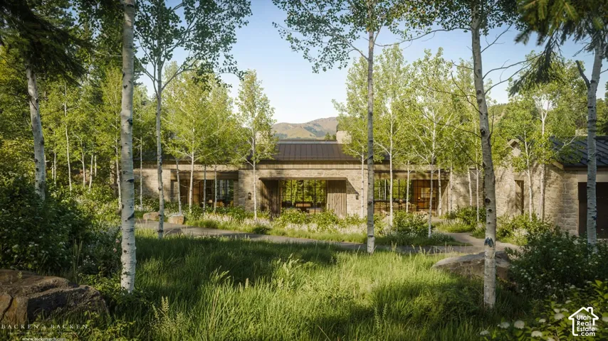 View of front of property featuring a standing seam roof, a metal roof, and a mountain view
