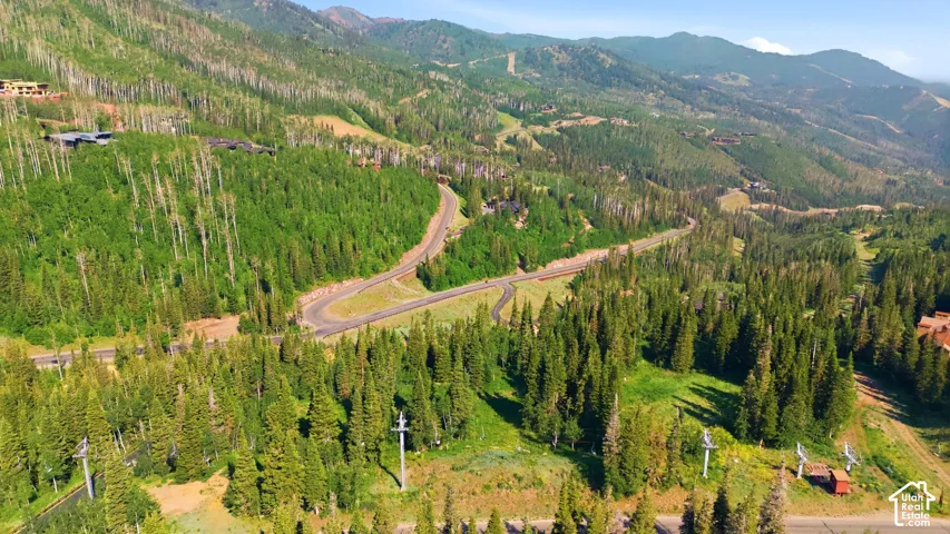 Expansive mountain landscape featuring dense evergreen and deciduous forests