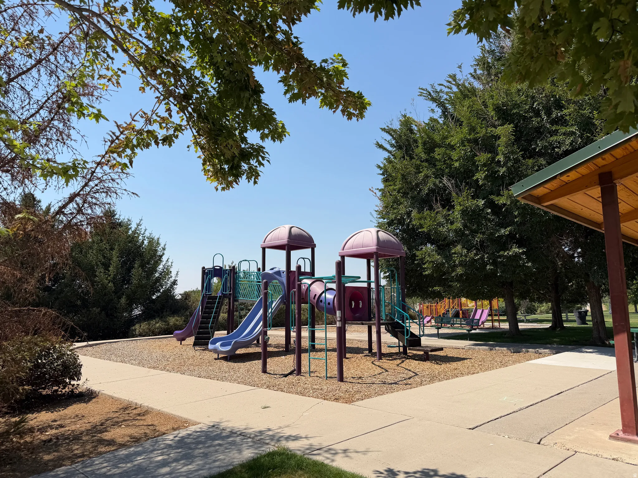 The park just down the street from the home. A large park with a playground.