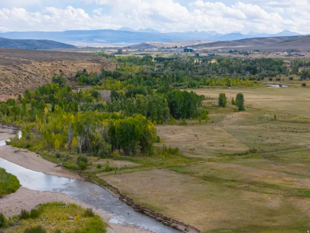 Drone / aerial view of a water and mountain view