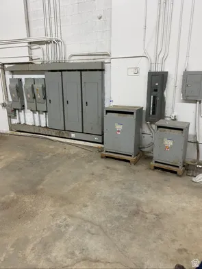 Miscellaneous room with concrete flooring and electric panel
