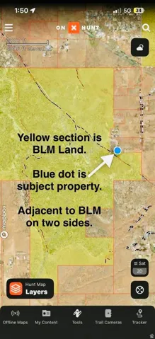 Geographic Information System (GIS) Map. Depicting property boundaries and land classifications including BLM land