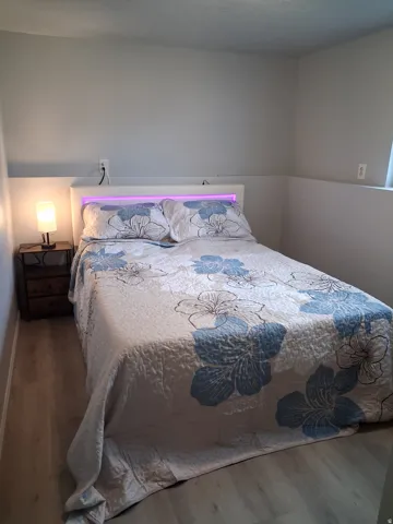 Light gray wall finishes with a white lower wall accent