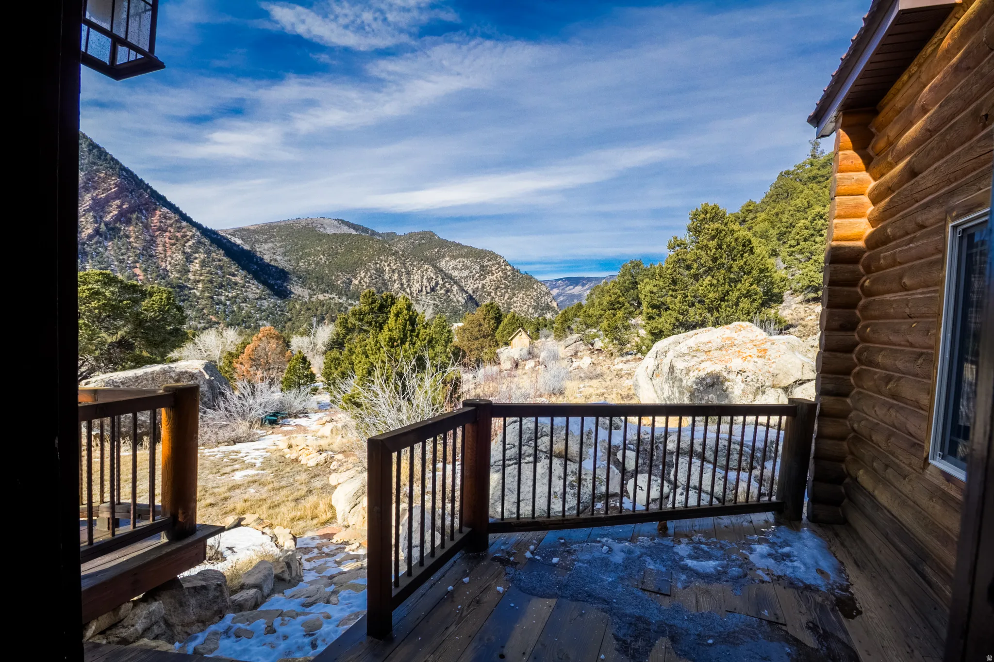 Deck with a mountain view