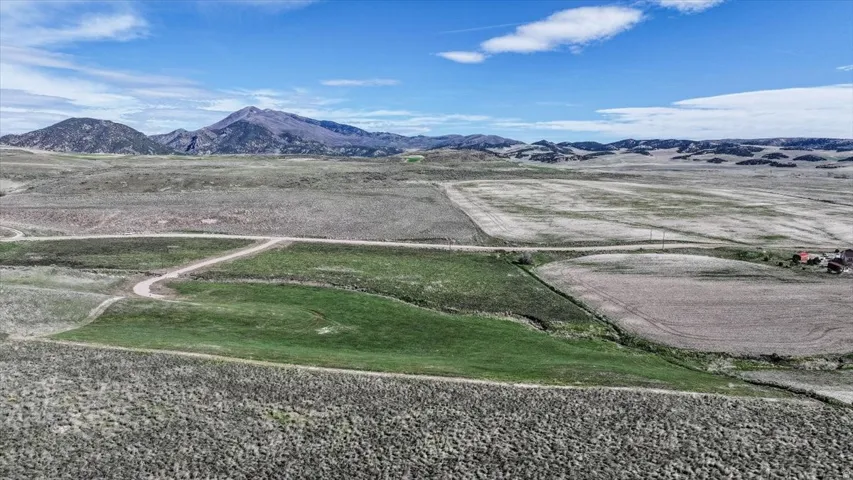 Overview of rural landscape with mountains