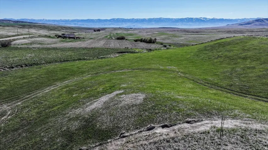 Overview of rural landscape with mountains