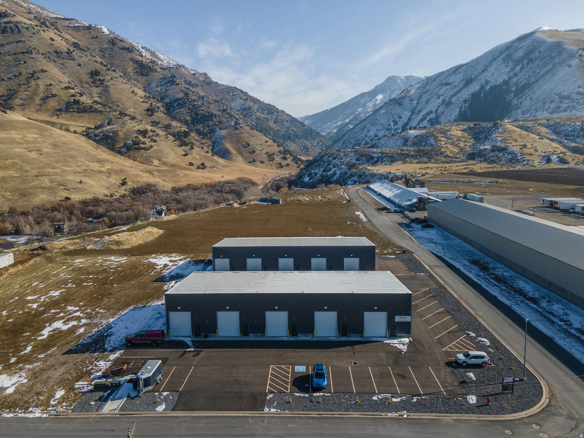 Aerial view of a mountainous background