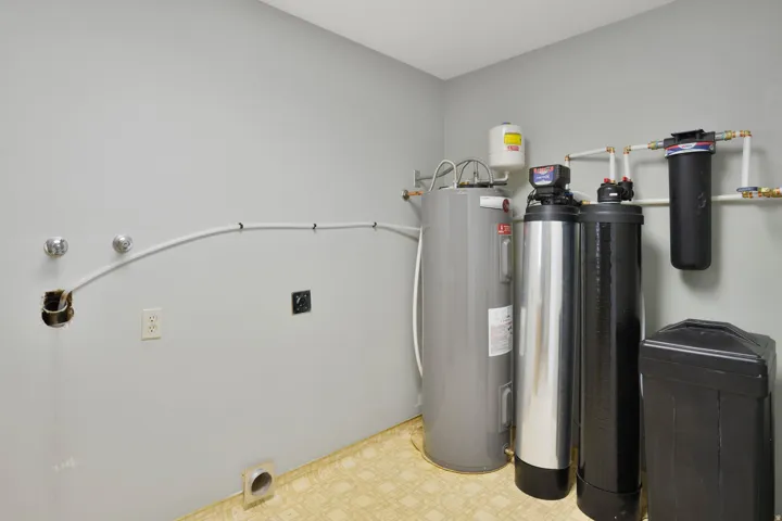 Utility room featuring water heater
