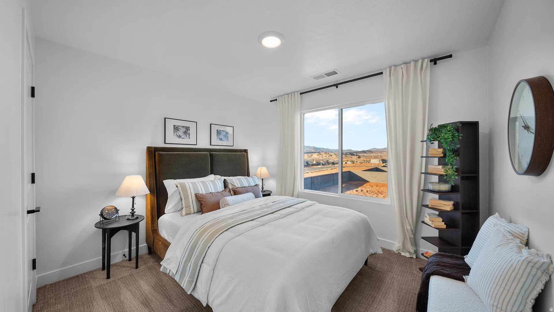 Carpeted bedroom with baseboards