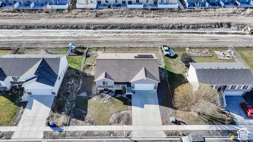 Aerial perspective of suburban area