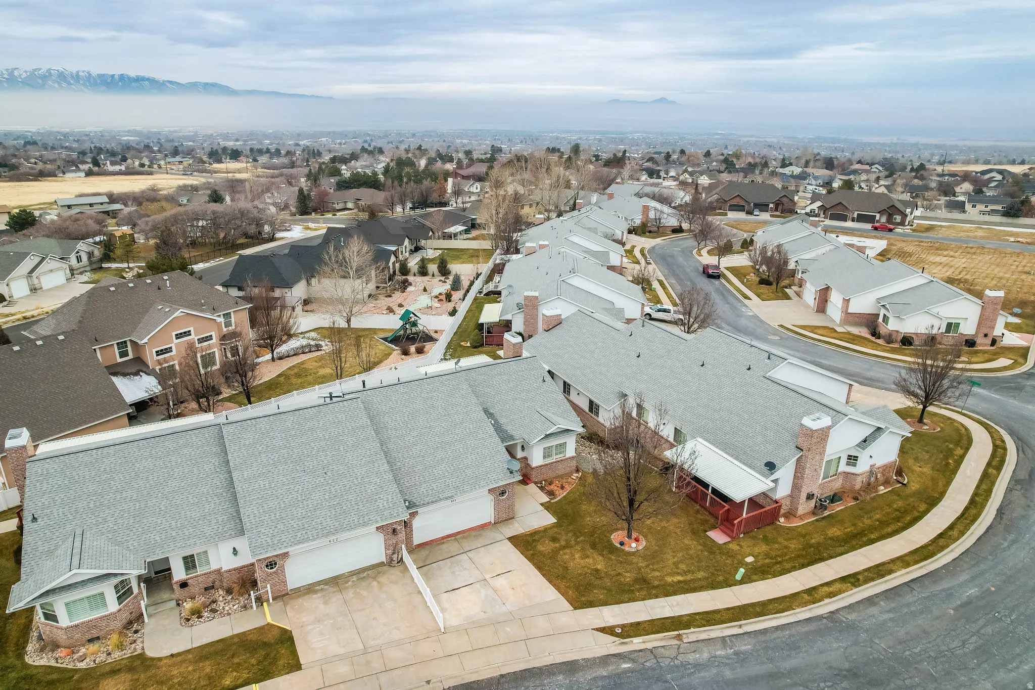Aerial view of residential area