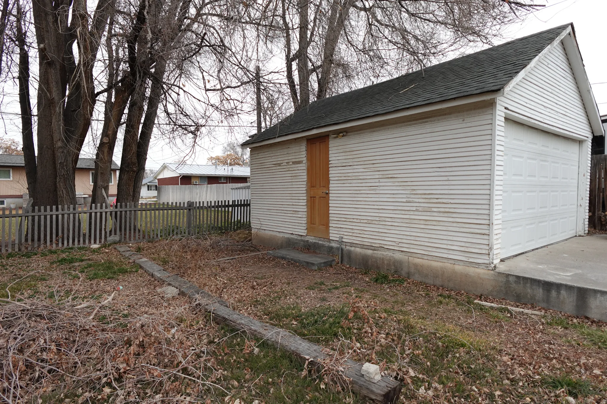 View of detached garage