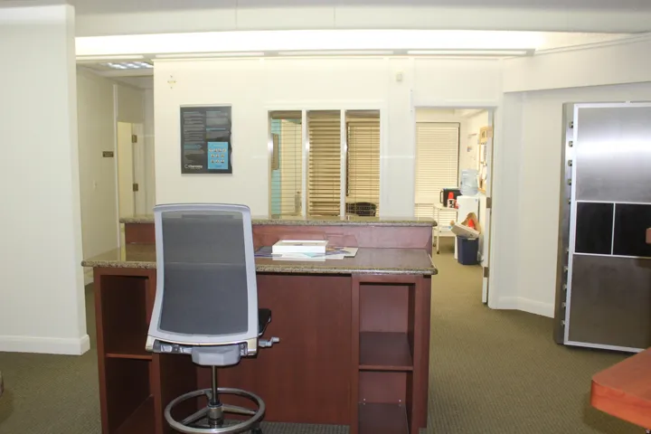Office area featuring built in study area