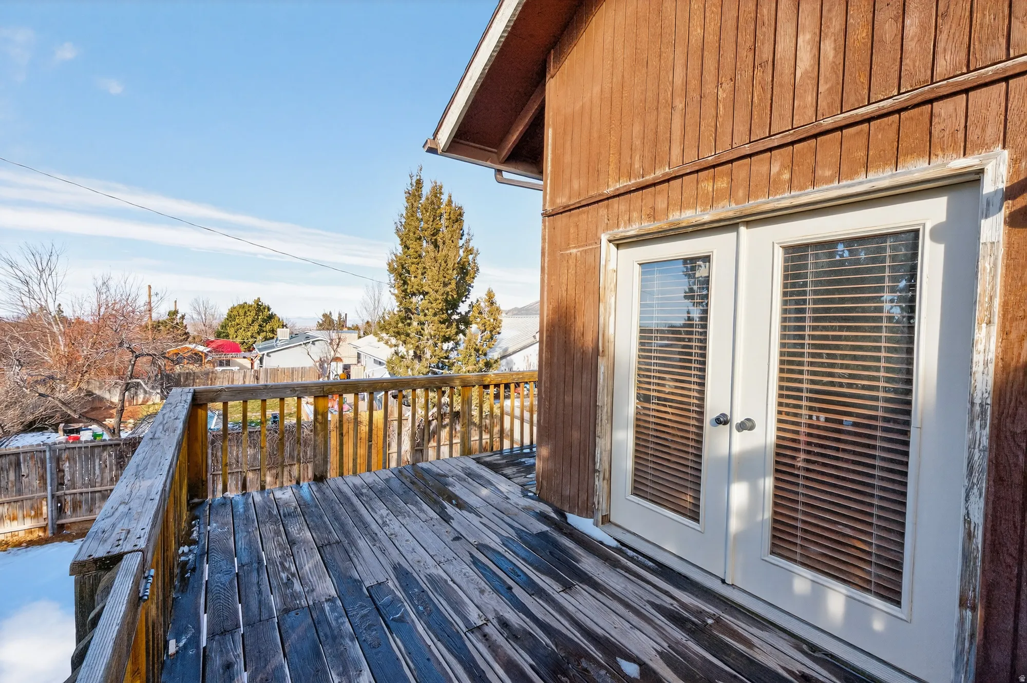 Wooden deck with french doors