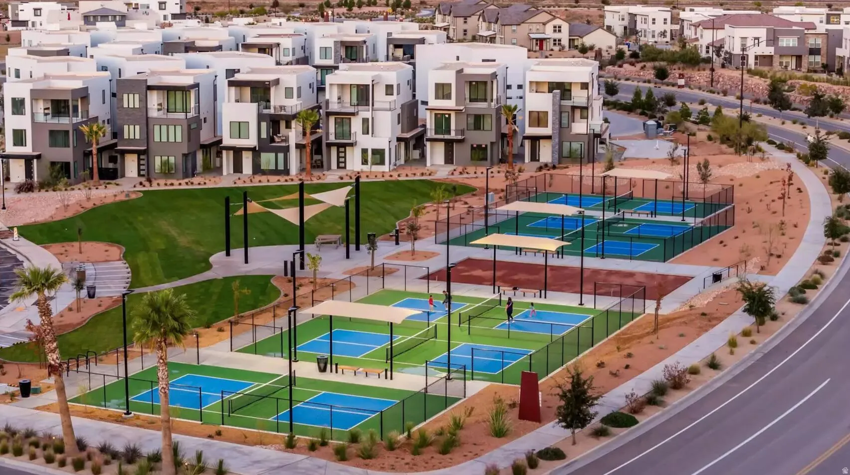 Aerial view of residential area