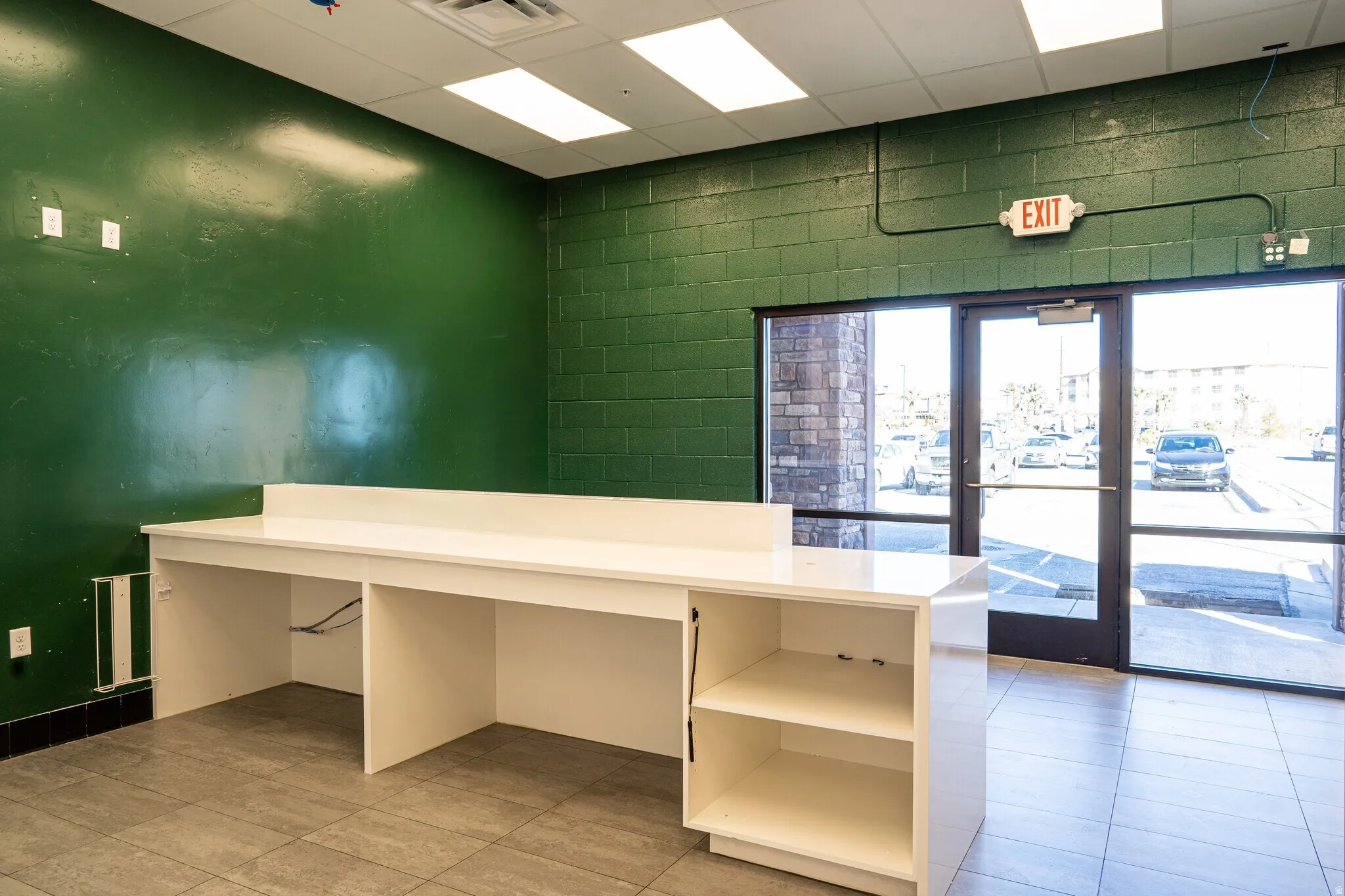 Unfurnished office with a drop ceiling