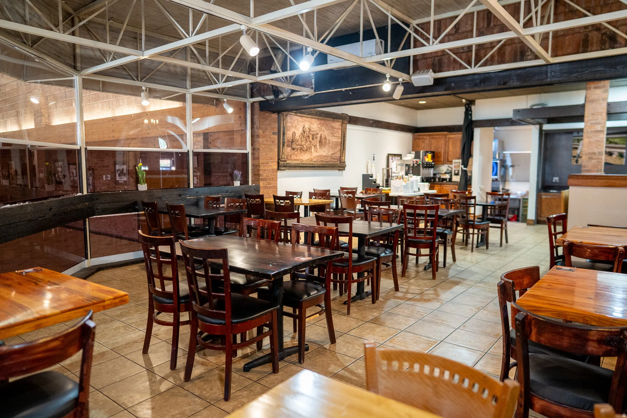 Dining area featuring light tile patterned floors