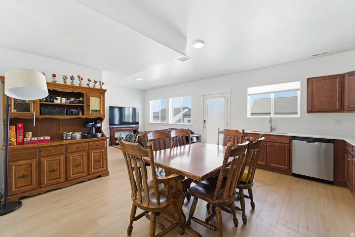 Dining area featuring light wood-type flooring