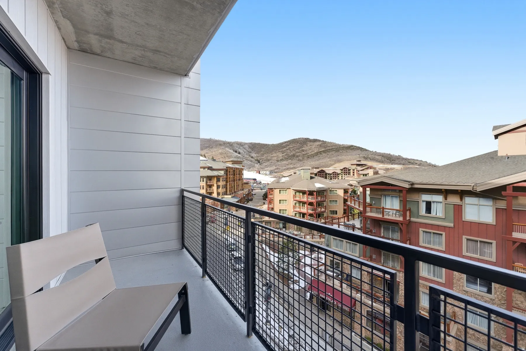 Balcony with a mountain view
