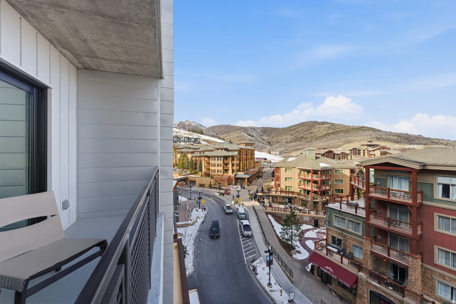Balcony with a mountain view
