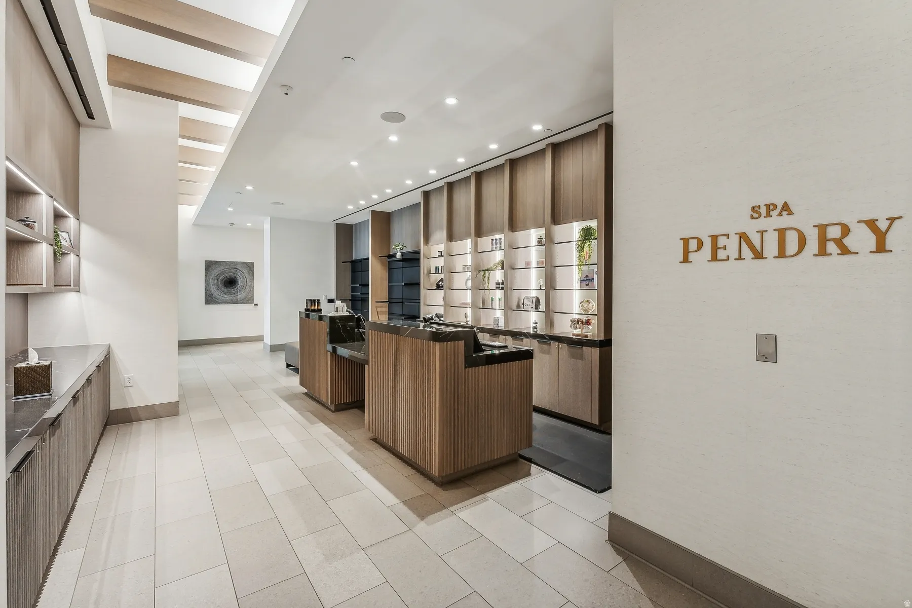 Reception featuring recessed lighting