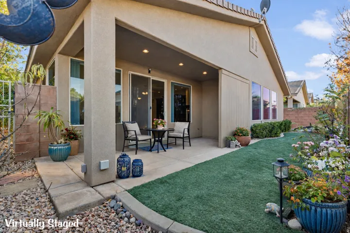 View of patio. Virtually Staged.