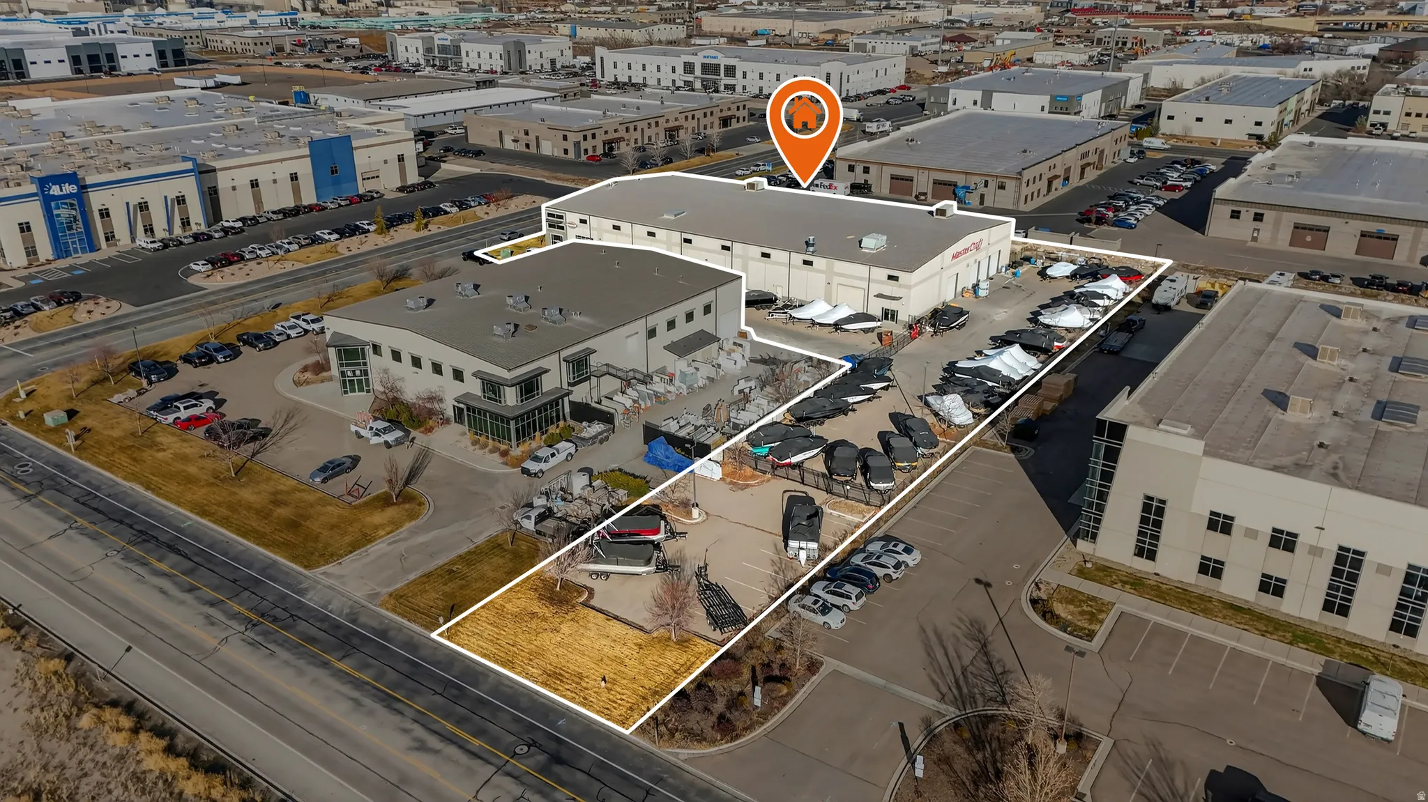 Bird's eye view of an industrial area