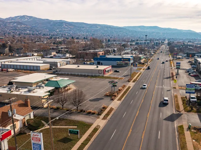 Drone / aerial view of a mountain backdrop