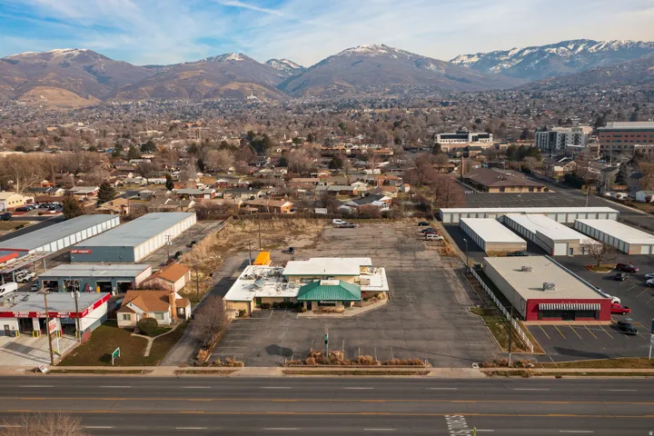 Aerial view of a mountainous background