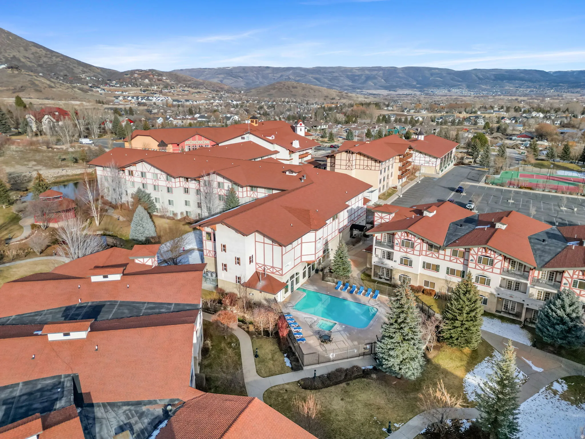 Aerial view of a mountainous background