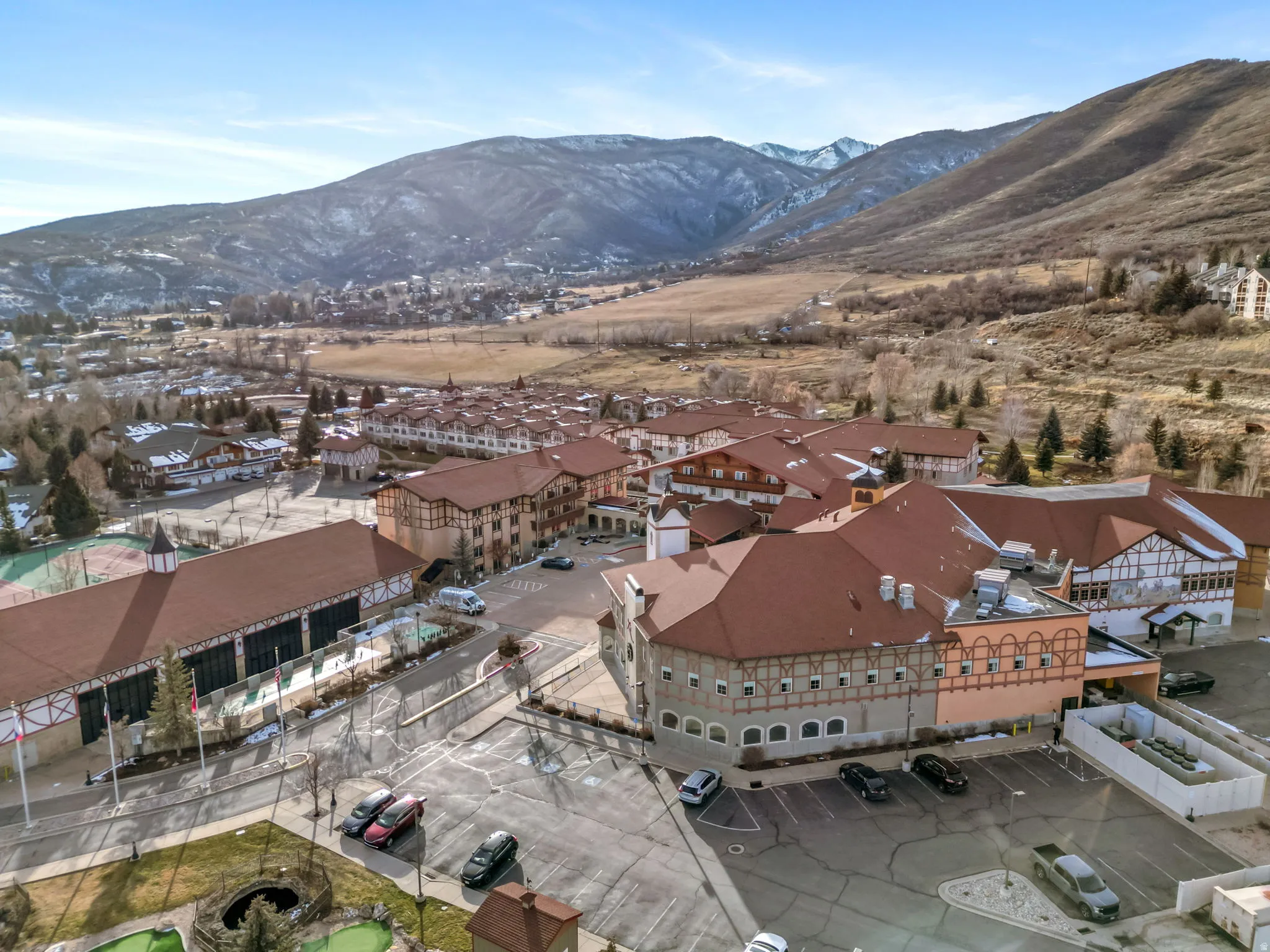 Aerial view of a mountainous background