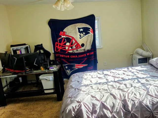 Carpeted bedroom with multiple windows