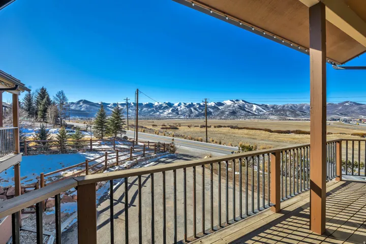 Balcony with a mountain view