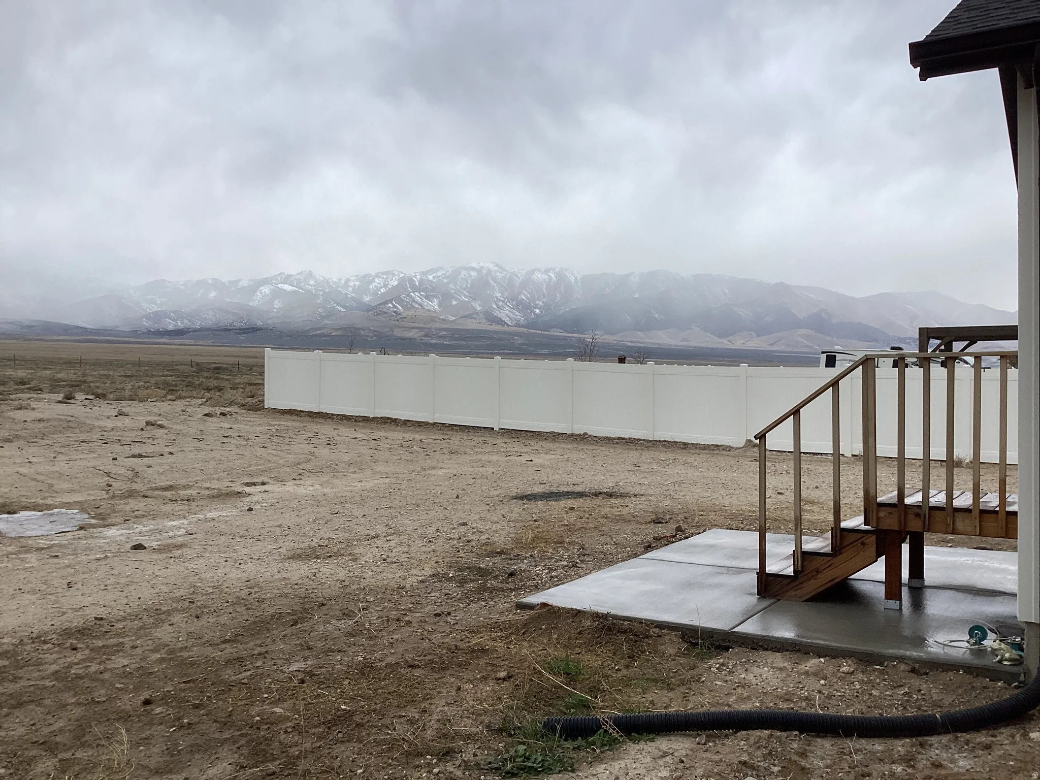 View of yard with a mountain view