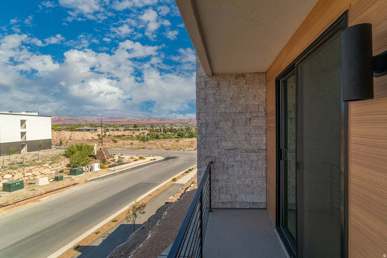 Balcony with a mountain view