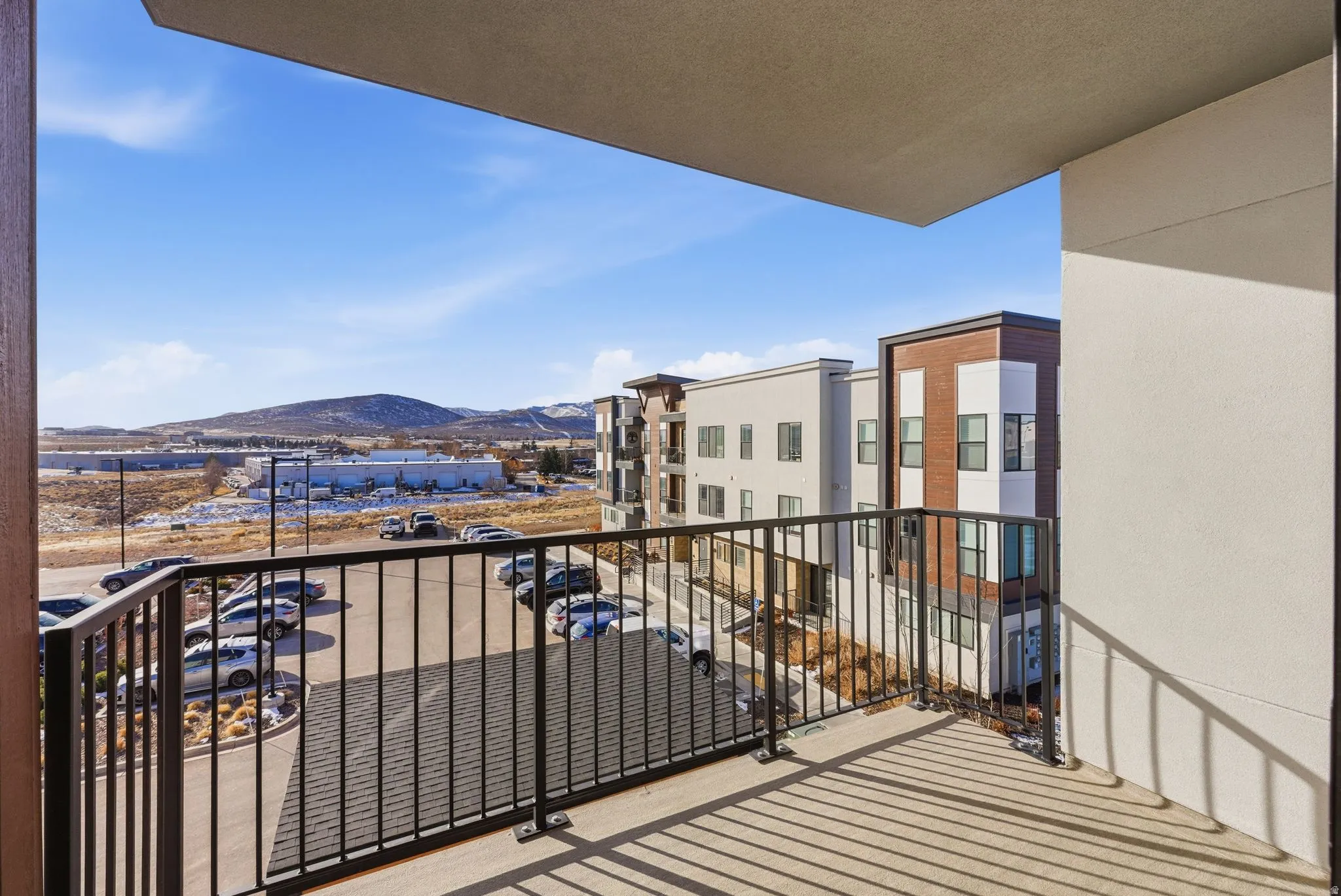 Balcony with a mountain view