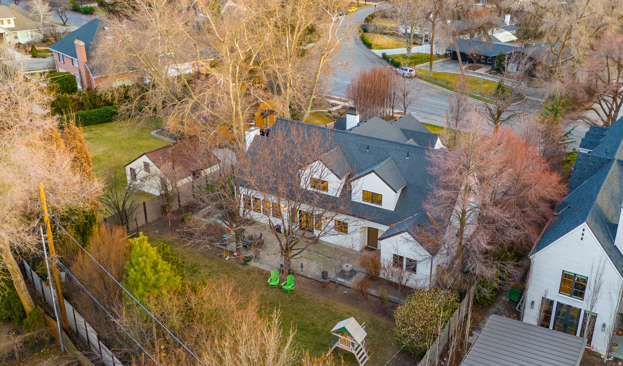 Aerial view of residential area
