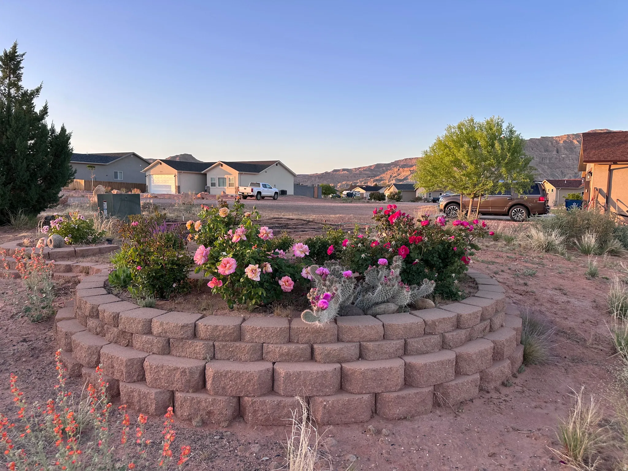 View of yard with a mountain view