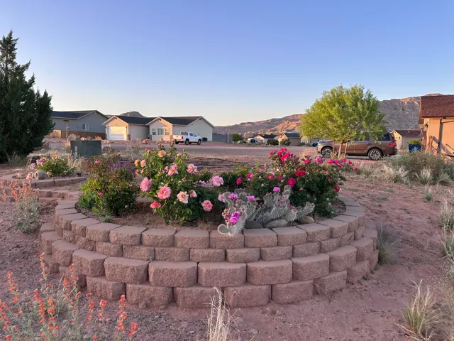 View of yard with a mountain view