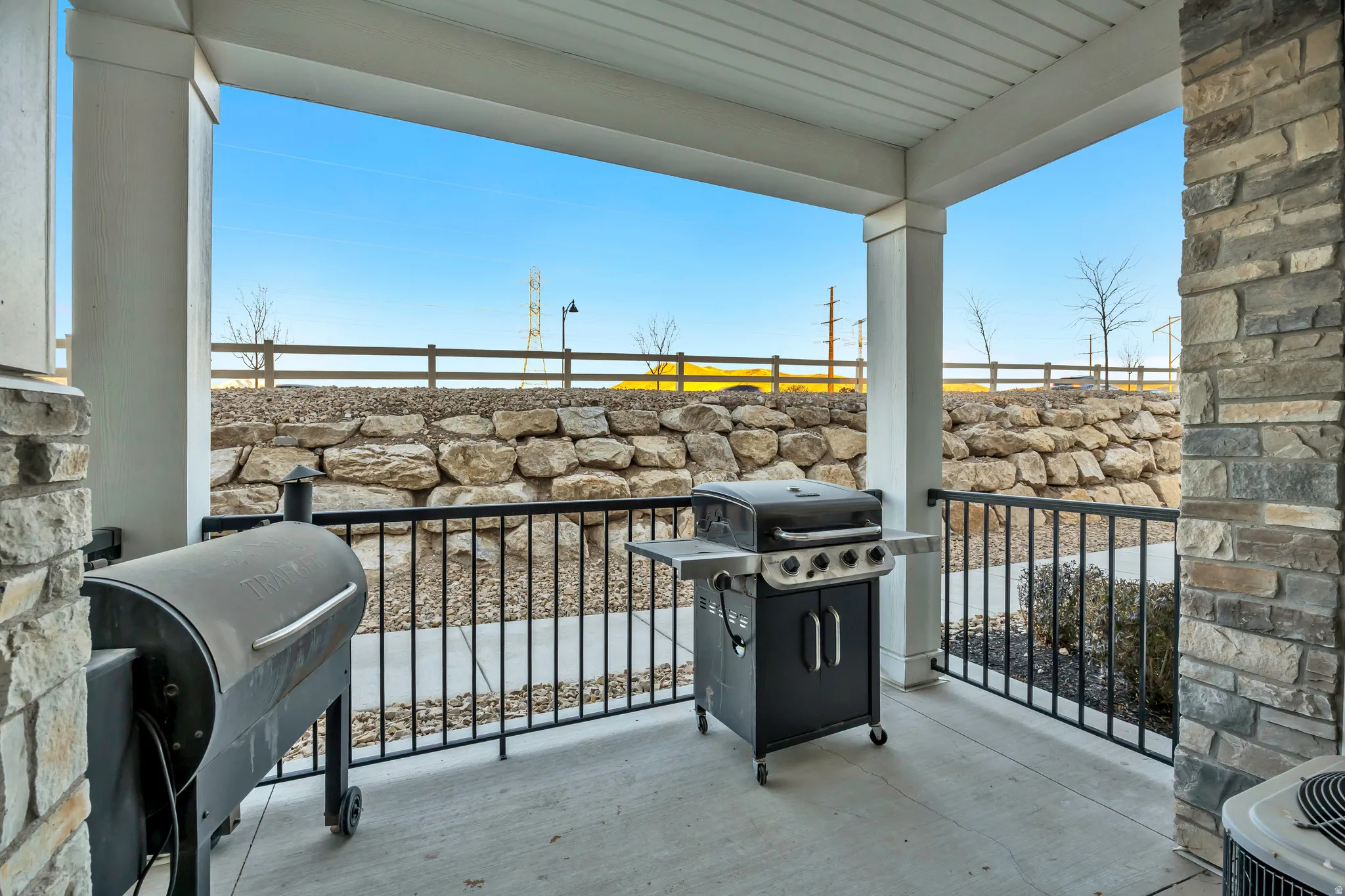 Balcony featuring a grill