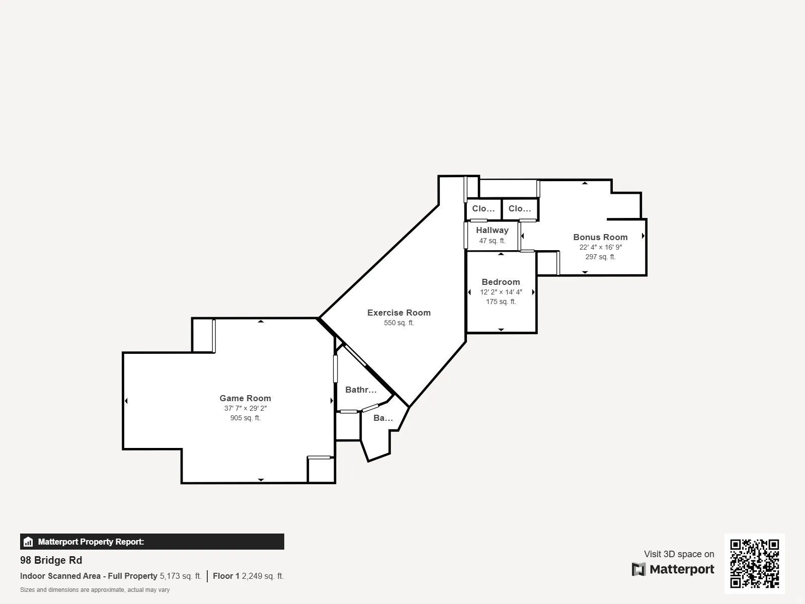 Lower Floor, 2249 SF: Wood Burning Fireplace, Den, Full Bathroom, Family Room, Wet Bar, Game Room