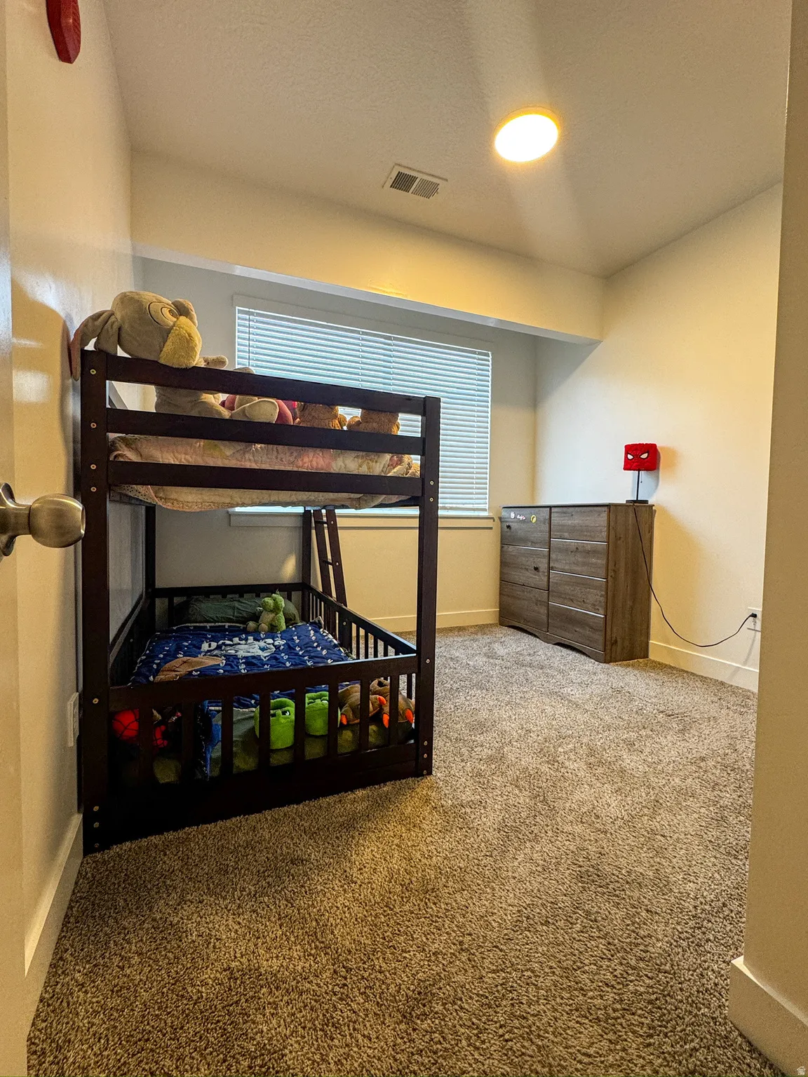 Bedroom featuring carpet floors and multiple windows