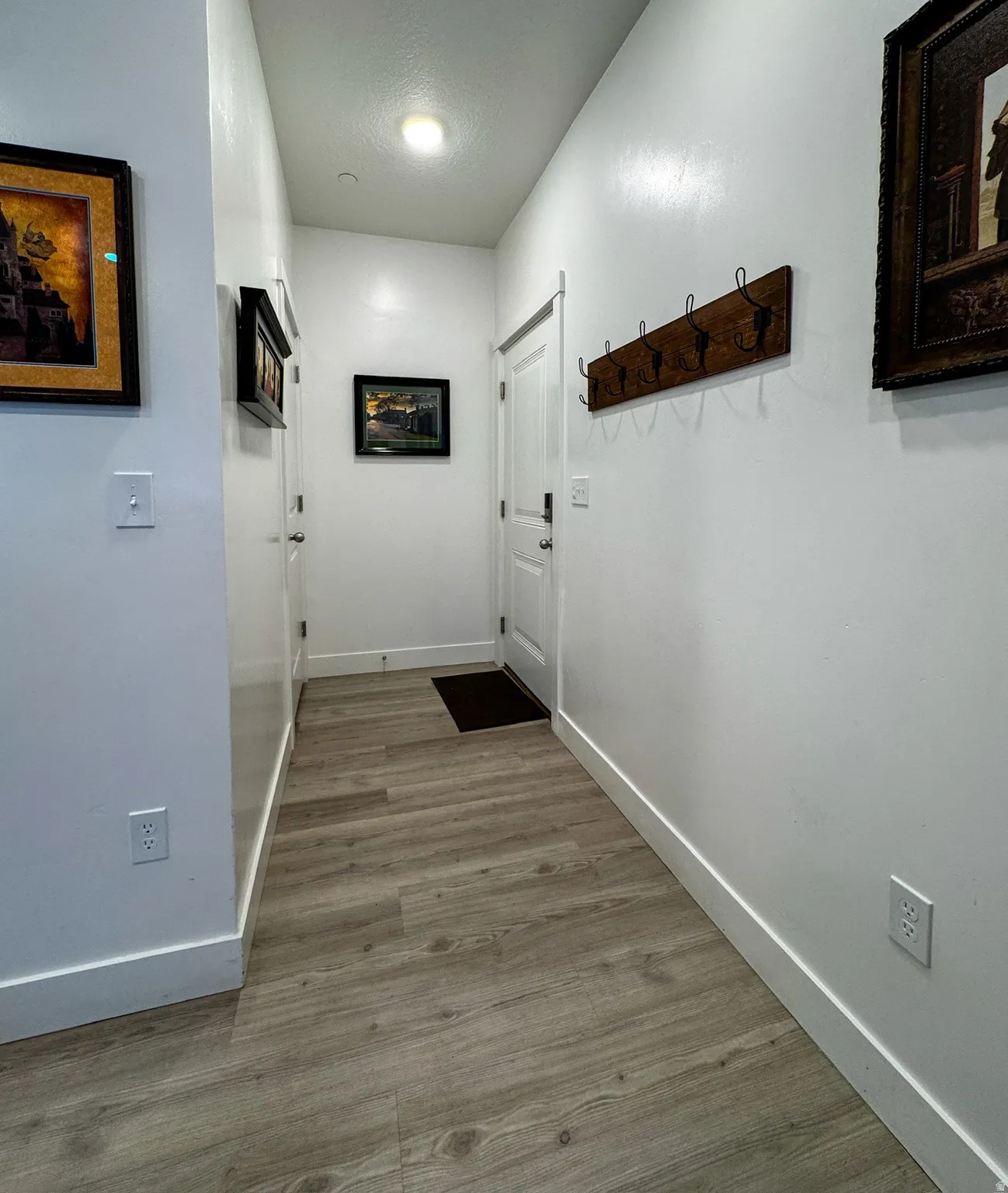 Corridor with light wood-style floors