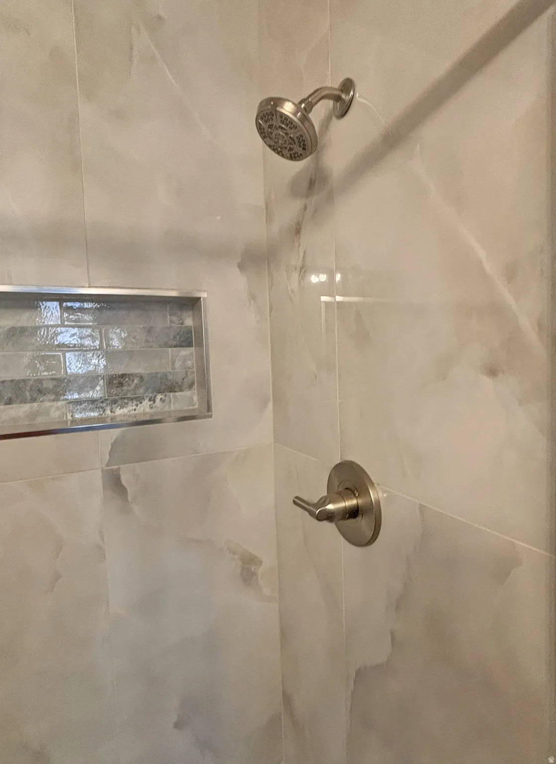 Bathroom view of a stall shower