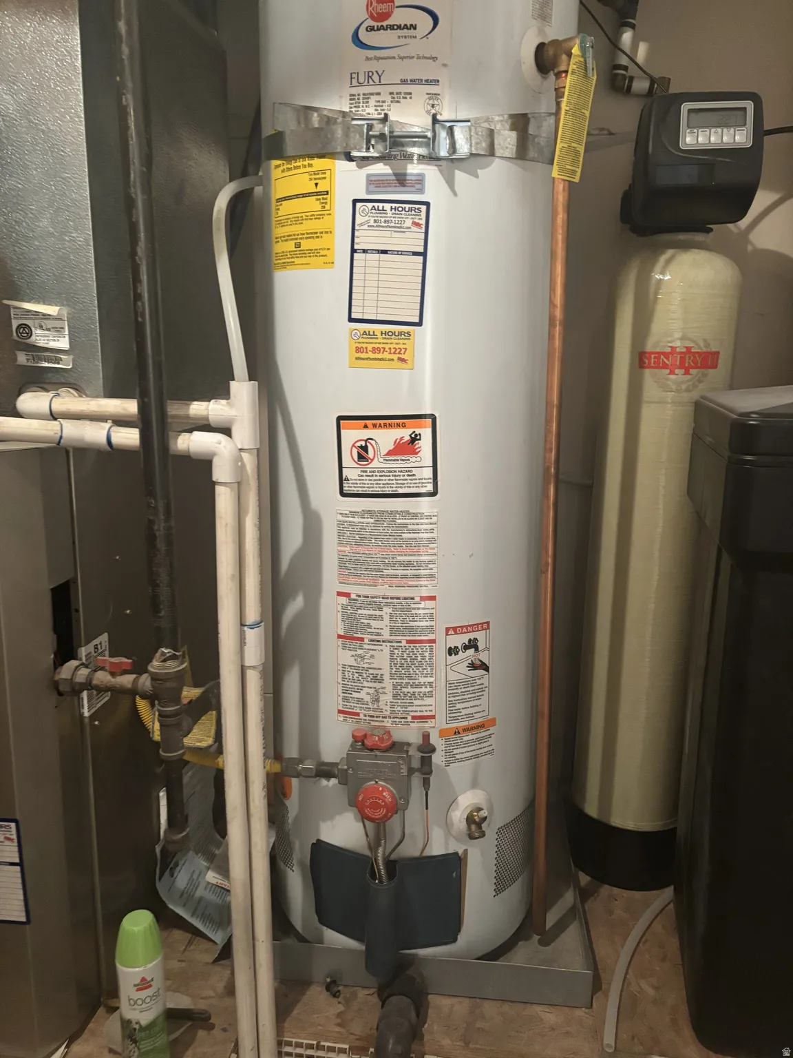 Utilities with secured water heater and heating unit