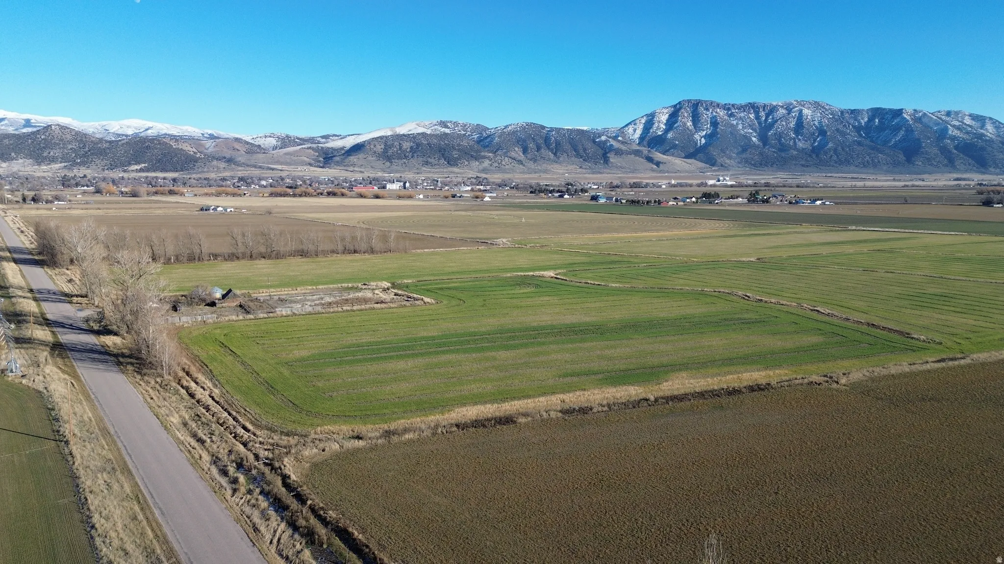 View of mountain background featuring rural landscape and extensive farmland