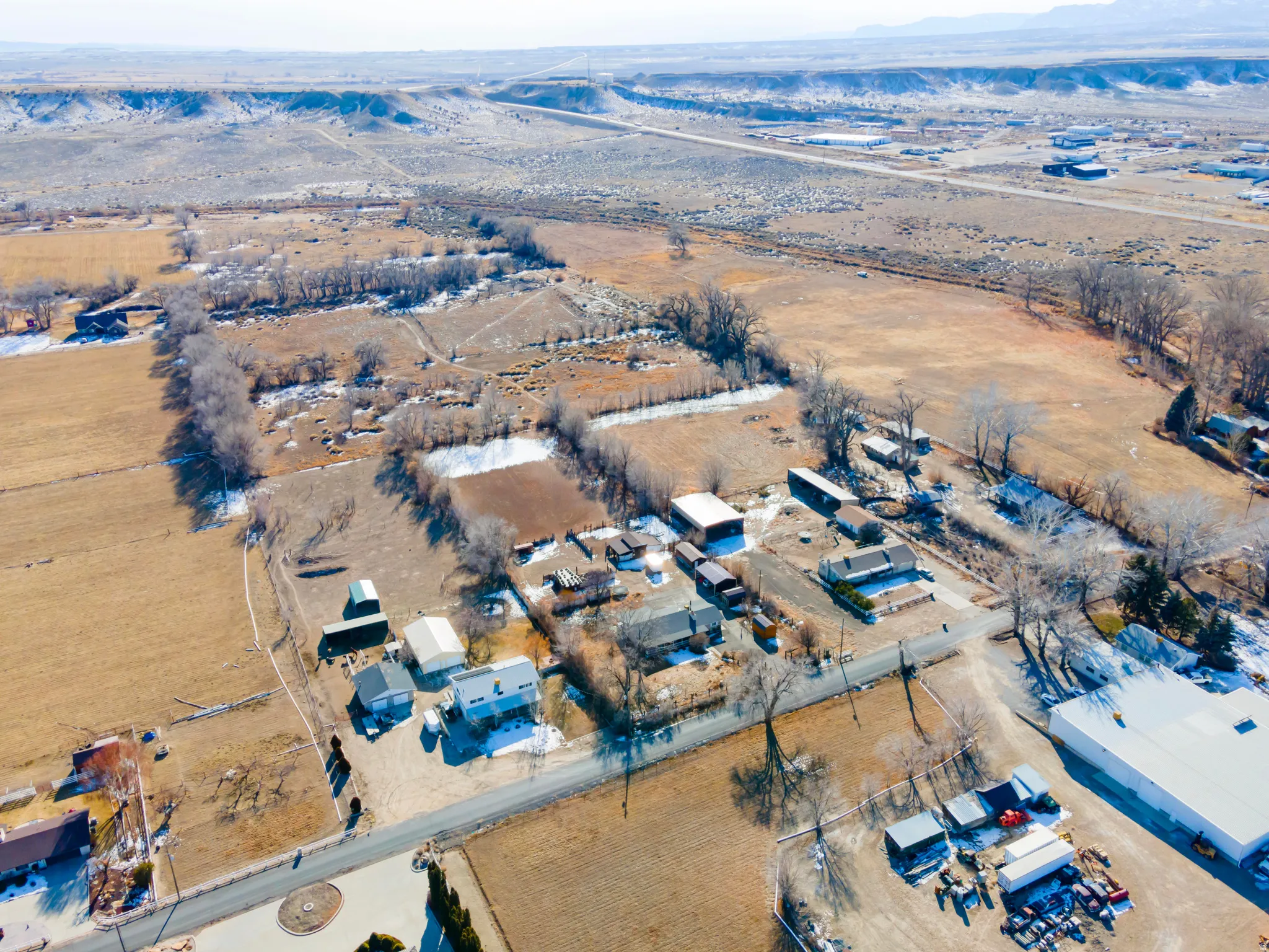 Aerial overview of property's location with rural landscape