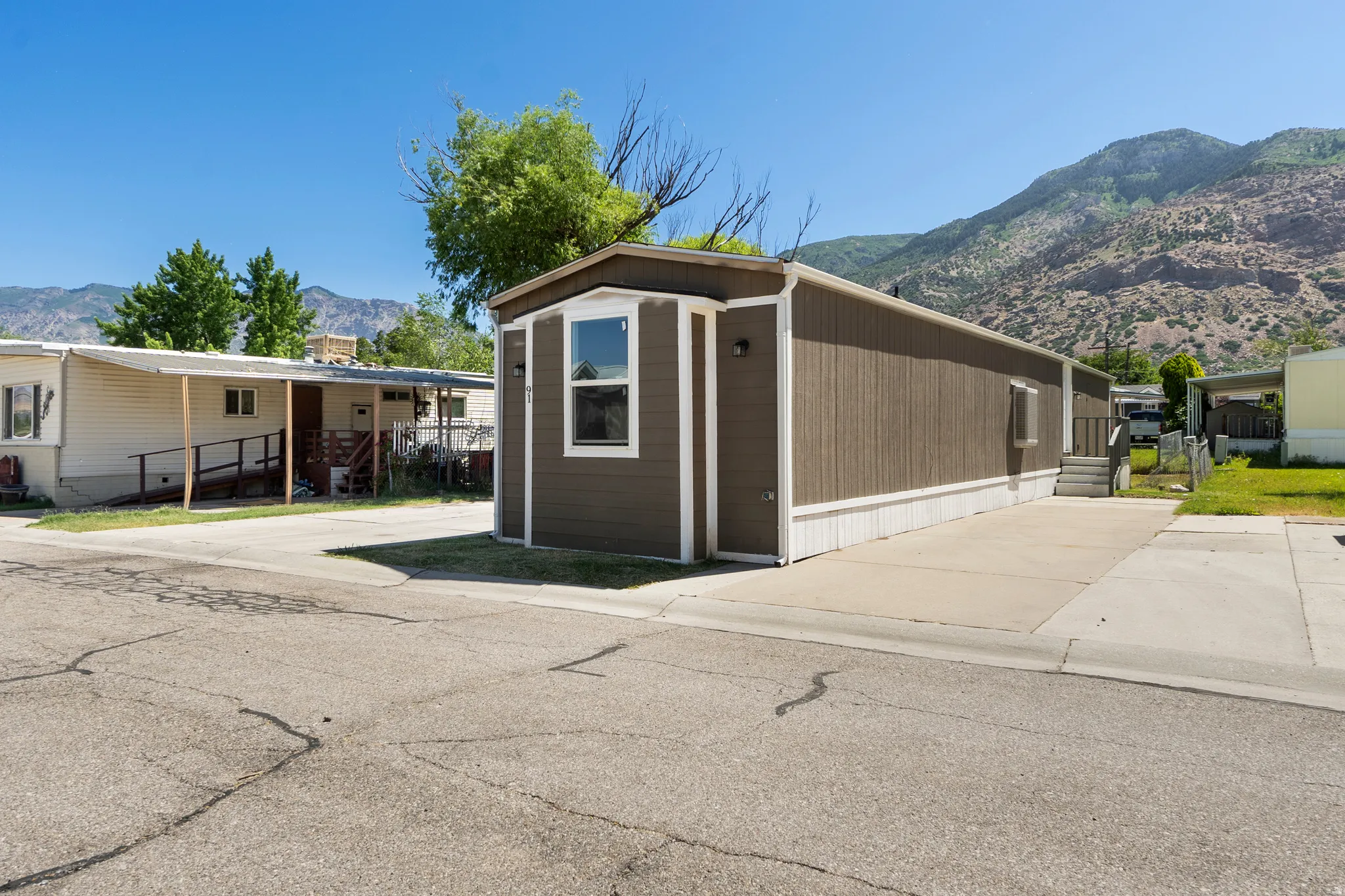 View of front of home with a mountain view